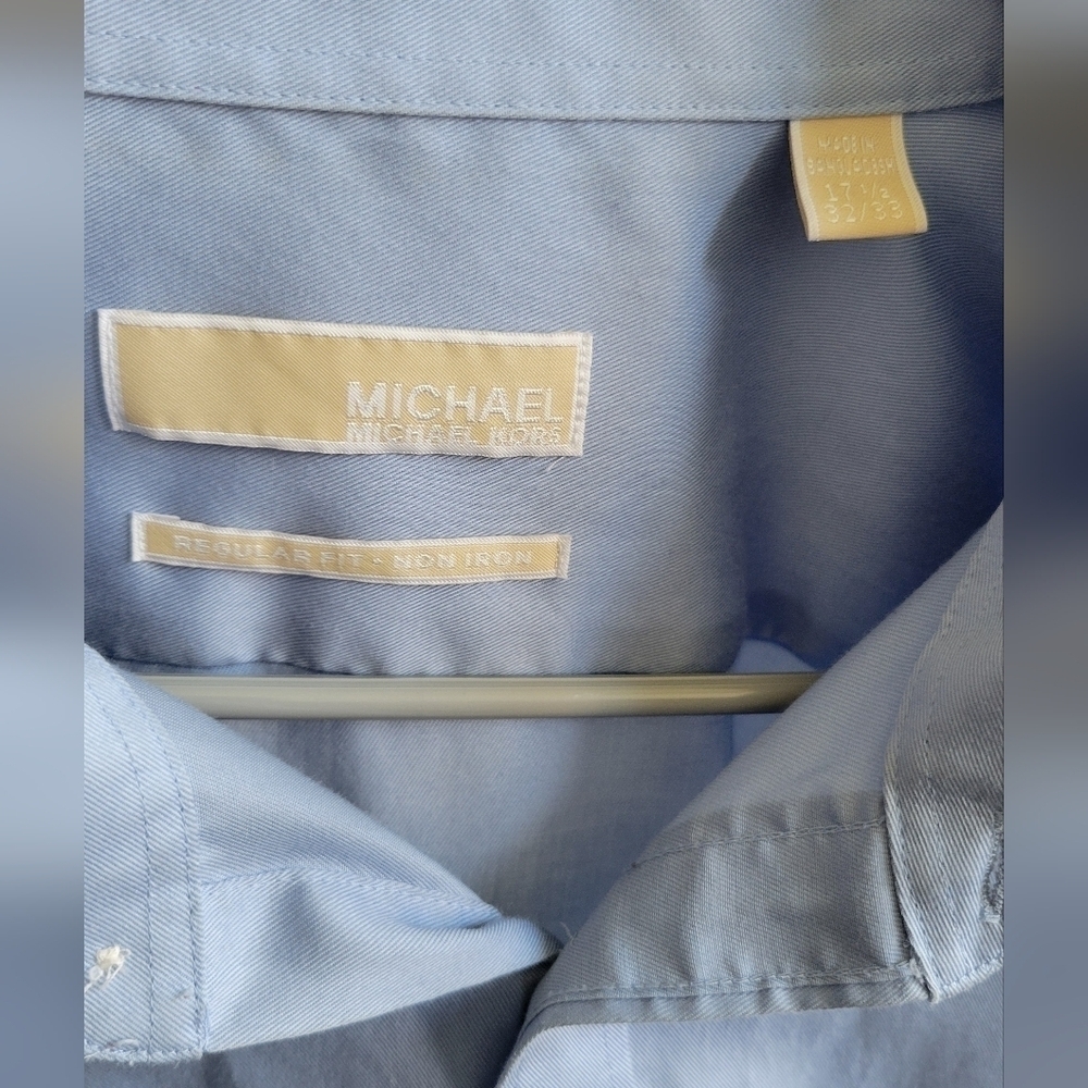 Michael Kors Regular Fit Long Sleeve Button Down Light Blue Shirt Size- 17.5 - Picture 9 of 9
